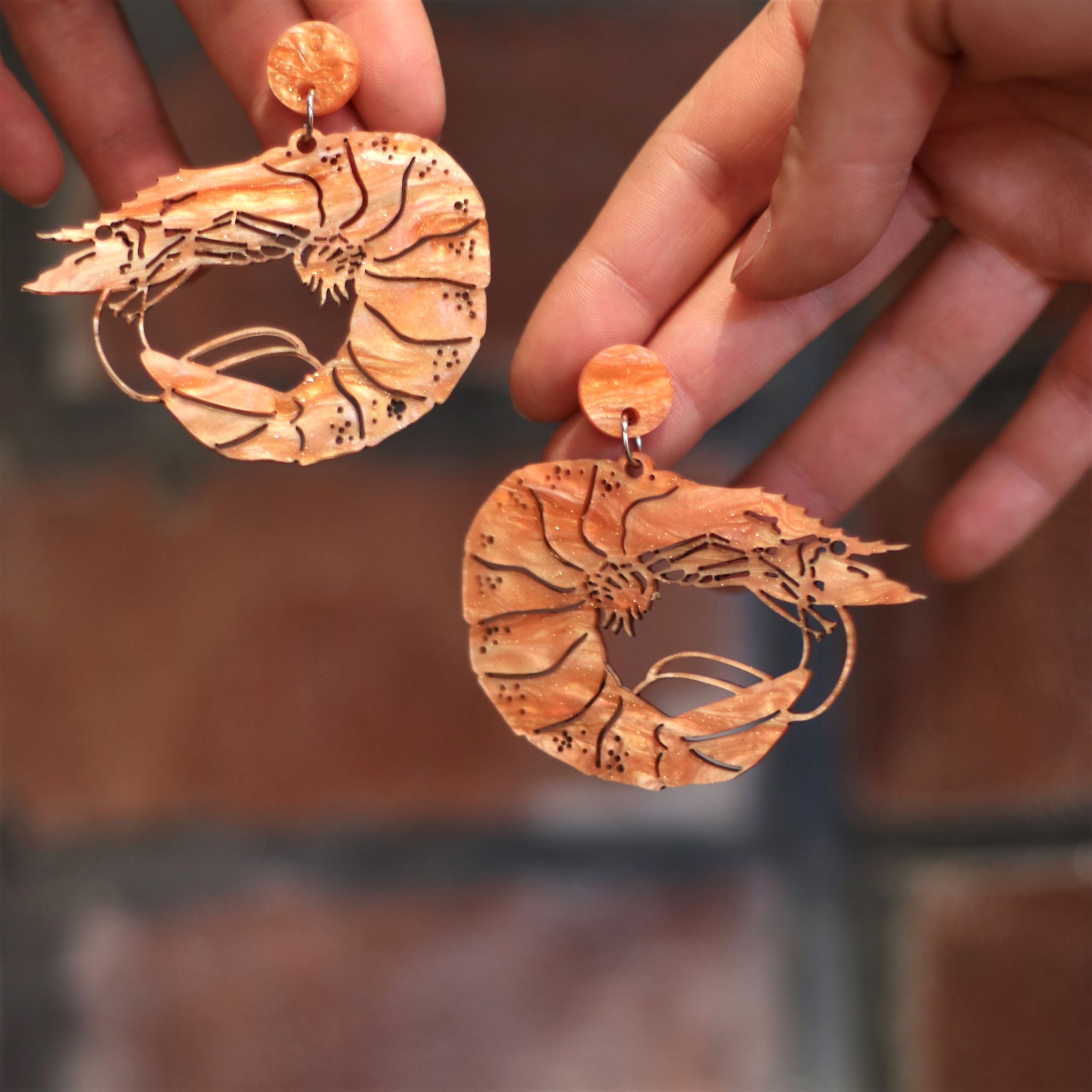 Stroud Prawn Earrings photo square low res
